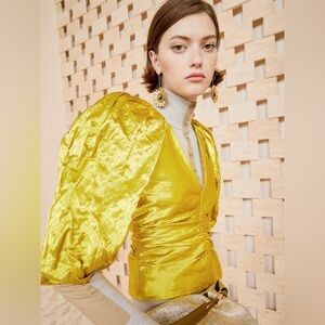 NWT $795 Ulla Johnson Vera Ruched Duchesse-satin Top
